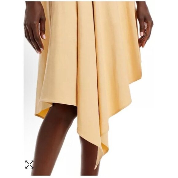 $551 A.L.C. Women's Beige Verona Asymmetric-Hem Midi Fit & Flare Dress Size 12 - Picture 6 of 15